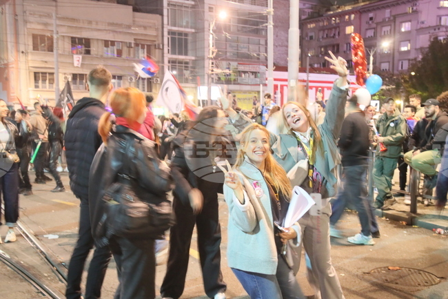 Привърженици на студентите на митинг в Белград на 22 октомври.