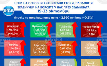 Поскъпване при повечето зеленчуци на борсите у нас и спад в цените на основните хранителни продукти се наблюдава през тази седмица, сочи анализът на ДКСБТ Поскъпване при повечето зеленчуци на борсите у нас и спад в цените на основните хранителни продукти се наблюдава през тази седмица, сочи анализът на ДКСБТ
